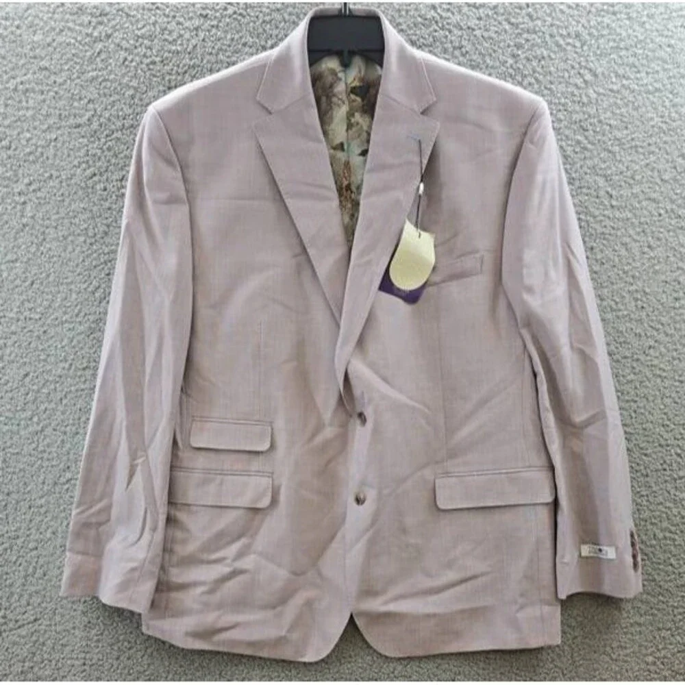 Tayion Regular-Fit Suit Jacket Men's 46R Pink Notch Lapel Front Button Closure